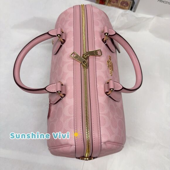 NWT Coach Rowan Large Satchel Bag In Signature Canvas CAO77 /powder pink - Picture 4 of 10